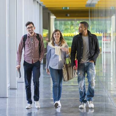 Students in a hallway
