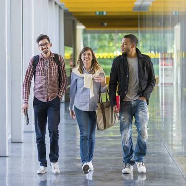 Students in a hallway